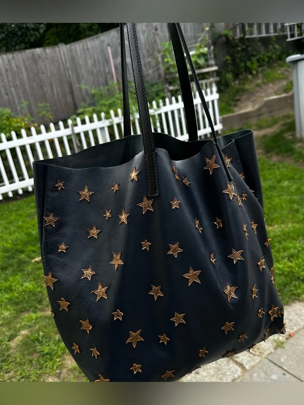Red Valentino Leather Tote Bag Black With Stars